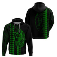 Polynesian Hoodie Hawaiian Warrior and Aloha Girl With Hammerhead Shark Tattoos Green LT6 - Wonder Print Shop
