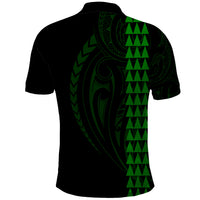 Polynesian Polo Shirt Hawaiian Warrior and Aloha Girl With Hammerhead Shark Tattoos Green LT6 - Wonder Print Shop