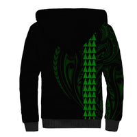 Polynesian Sherpa Hoodie Hawaiian Warrior and Aloha Girl With Hammerhead Shark Tattoos Green LT6 - Wonder Print Shop