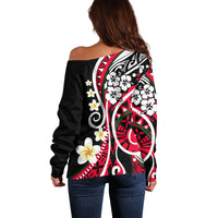 Plumeria Polynesian Off Shoulder Sweater Trending Red LT6 - Wonder Print Shop