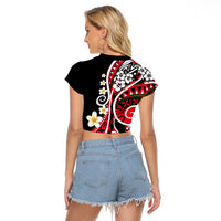 Plumeria Polynesian Raglan Cropped T Shirt Trending Red LT6 - Wonder Print Shop