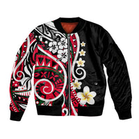 Plumeria Polynesian Sleeve Zip Bomber Jacket Trending Red LT6 - Wonder Print Shop
