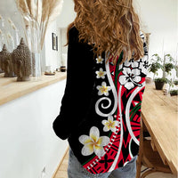 Plumeria Polynesian Women Casual Shirt Trending Red LT6 - Wonder Print Shop