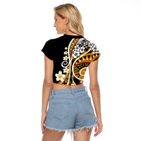 Plumeria Polynesian Raglan Cropped T Shirt Trending Gold LT6 - Wonder Print Shop