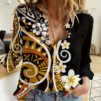 Plumeria Polynesian Women Casual Shirt Trending Gold LT6 - Wonder Print Shop
