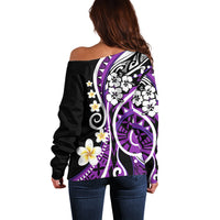 Plumeria Polynesian Off Shoulder Sweater Trending Purple LT6 - Wonder Print Shop