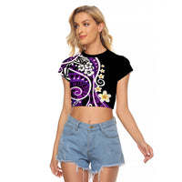 Plumeria Polynesian Raglan Cropped T Shirt Trending Purple LT6 - Wonder Print Shop
