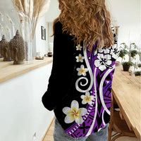Plumeria Polynesian Women Casual Shirt Trending Purple LT6 - Wonder Print Shop