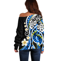 Plumeria Polynesian Off Shoulder Sweater Trending Blue LT6 - Wonder Print Shop