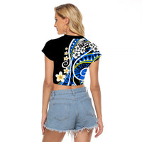 Plumeria Polynesian Raglan Cropped T Shirt Trending Blue LT6 - Wonder Print Shop