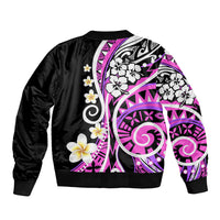 Plumeria Polynesian Bomber Jacket Trending Pink LT6 - Wonder Print Shop