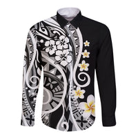 Plumeria Polynesian Long Sleeve Button Shirt Trending Black LT6 - Wonder Print Shop