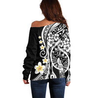 Plumeria Polynesian Off Shoulder Sweater Trending Black LT6 - Wonder Print Shop