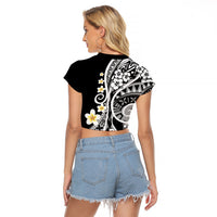 Plumeria Polynesian Raglan Cropped T Shirt Trending Black LT6 - Wonder Print Shop