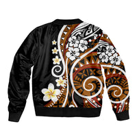 Plumeria Polynesian Bomber Jacket Trending Brown LT6 - Wonder Print Shop