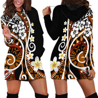 Plumeria Polynesian Hoodie Dress Trending Brown LT6 - Wonder Print Shop