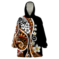 Plumeria Polynesian Wearable Blanket Hoodie Trending Brown LT6 - Wonder Print Shop