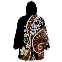 Plumeria Polynesian Wearable Blanket Hoodie Trending Brown LT6 - Wonder Print Shop