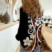 Plumeria Polynesian Women Casual Shirt Trending Brown LT6 - Wonder Print Shop