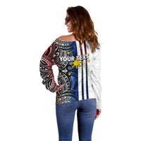 Custom Philippines Off Shoulder Sweater Polynesian Tribal White LT6 - Wonder Print Shop