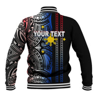 Custom Philippines Baseball Jacket Polynesian Tribal Black LT6 - Wonder Print Shop