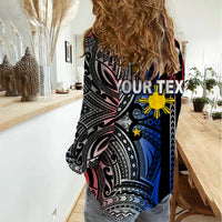 Custom Philippines Women Casual Shirt Polynesian Tribal Black LT6 - Wonder Print Shop