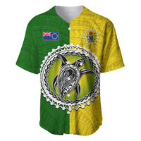Cook Islands Baseball Jersey Yellow-Green Half Style LT6 - Wonder Print Shop
