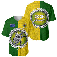 Cook Islands Baseball Jersey Yellow-Green Half Style LT6 - Wonder Print Shop