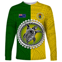 Cook Islands Long Sleeve Shirt Yellow-Green Half Style LT6 - Wonder Print Shop