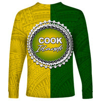 Cook Islands Long Sleeve Shirt Yellow-Green Half Style LT6 - Wonder Print Shop