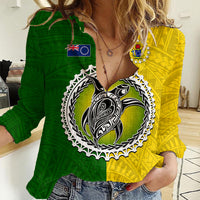 Cook Islands Women Casual Shirt Yellow-Green Half Style LT6 - Wonder Print Shop