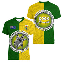 Cook Islands Women V Neck T Shirt Yellow-Green Half Style LT6 - Wonder Print Shop