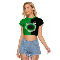 Custom Rarotonga Of Cook Islands Raglan Cropped T Shirt Mix Half Black LT6 - Wonder Print Shop