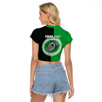 Custom Rarotonga Of Cook Islands Raglan Cropped T Shirt Mix Half Black LT6 - Wonder Print Shop