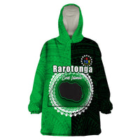 Custom Rarotonga Of Cook Islands Wearable Blanket Hoodie Mix Half Black LT6 - Wonder Print Shop