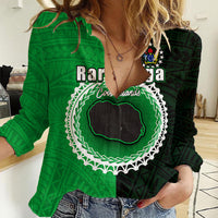 Custom Rarotonga Of Cook Islands Women Casual Shirt Mix Half Black LT6 - Wonder Print Shop