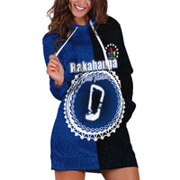 Custom Rakahanga Of Cook Islands Hoodie Dress Mix Half Black LT6 - Wonder Print Shop