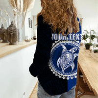 Custom Rakahanga Of Cook Islands Women Casual Shirt Mix Half Black LT6 - Wonder Print Shop