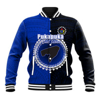 Custom Pukapuka Of Cook Islands Baseball Jacket Mix Half Black LT6 - Wonder Print Shop
