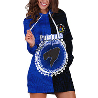 Custom Pukapuka Of Cook Islands Hoodie Dress Mix Half Black LT6 - Wonder Print Shop