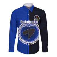 Custom Pukapuka Of Cook Islands Long Sleeve Button Shirt Mix Half Black LT6 - Wonder Print Shop