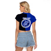 Custom Pukapuka Of Cook Islands Raglan Cropped T Shirt Mix Half Black LT6 - Wonder Print Shop