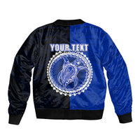Custom Pukapuka Of Cook Islands Sleeve Zip Bomber Jacket Mix Half Black LT6 - Wonder Print Shop