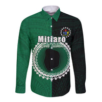 Custom Mitiaro Of Cook Islands Long Sleeve Button Shirt Mix Half Black LT6 - Wonder Print Shop
