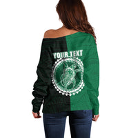 Custom Mitiaro Of Cook Islands Off Shoulder Sweater Mix Half Black LT6 - Wonder Print Shop