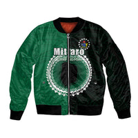 Custom Mitiaro Of Cook Islands Sleeve Zip Bomber Jacket Mix Half Black LT6 - Wonder Print Shop