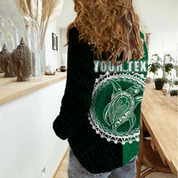 Custom Mitiaro Of Cook Islands Women Casual Shirt Mix Half Black LT6 - Wonder Print Shop