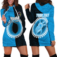 Custom Mauke Of Cook Islands Hoodie Dress Mix Half Black LT6 - Wonder Print Shop