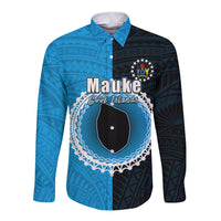 Custom Mauke Of Cook Islands Long Sleeve Button Shirt Mix Half Black LT6 - Wonder Print Shop