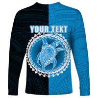 Custom Mauke Of Cook Islands Long Sleeve Shirt Mix Half Black LT6 - Wonder Print Shop